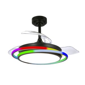 VENTILADOR TECHO CRISTAL ANTILA MINI RGB BK RETRAC