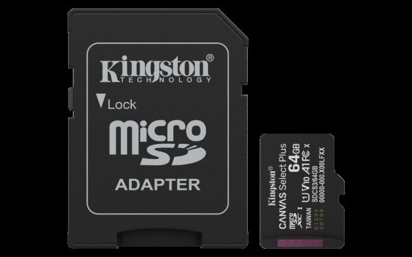 TARJ. MEM. KINGSTON CANVAS 64 GB + ADAPTADOR