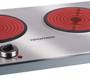 HORNILLO JATA V532 2F VITRO INOX 2400W 18CM